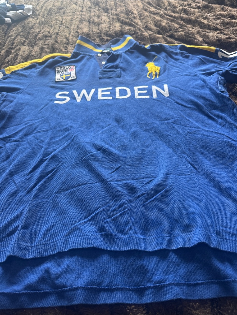 Ralph Lauren Blue Polo Shirt with Yellow Accents